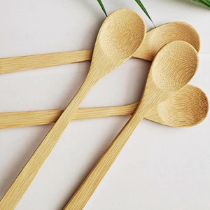 Cucharas de bambú para niños, cucharas para helado, cucharas de bambú de mango largo para remover, cucharas para sopa, cucharas de madera, cucharas para arroz - Product Image 1