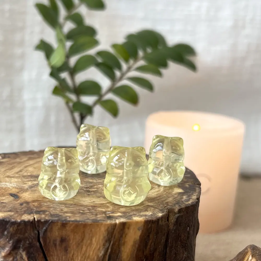 DIY Natural Crystal Citrine Maneki Neko Carving Mixed Healing Stones Citrine Maneki Neko Crystal Carving For Crystal Crafts