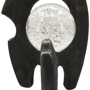 Scultura Astratta in Resina con Inserto in Vetro, Decorazione Moderna per Casa e Ufficio, Esposizione su Mensola - Product Image 6