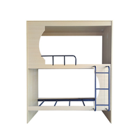 Lit superposé moderne en bois sur mesure avec rideau d'intimité, échelle double, OEM, pour dortoir, appartement, hôtel, université