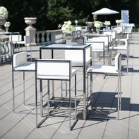 Or argent acier inoxydable métal pas cher velours confortable rembourré extérieur banquet cocktail haut bar table chaise tabouret ensemble