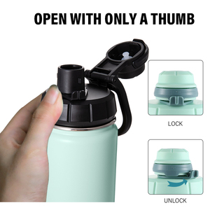 Botella de agua de bebida de acero inoxidable con aislamiento libre de Bpa Frasco de Vacío Térmico Caliente y frío con logotipo abierto con solo un <span class=keywords><strong>pulgar</strong></span> - Product Image 3