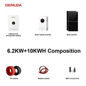 ระบบไฮบริดพลังงานแสงอาทิตย์ DEMUDA 5KW 6KW 10KWH 15KWH ระบบกักเก็บพลังงาน แบตเตอรี่ลิเธียมเซลล์ Lifepo4 ชุดแบตเตอรี่ อินเวอร์เตอร์พลังงานแสงอาทิตย์ - Product Image 2
