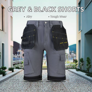 Custom Made Men's High Street Style Cargo <b>Shorts</b> Grey & Black Solid <b>Polyester</b> OEM Service with Custom Sizing Available - Product Image 3