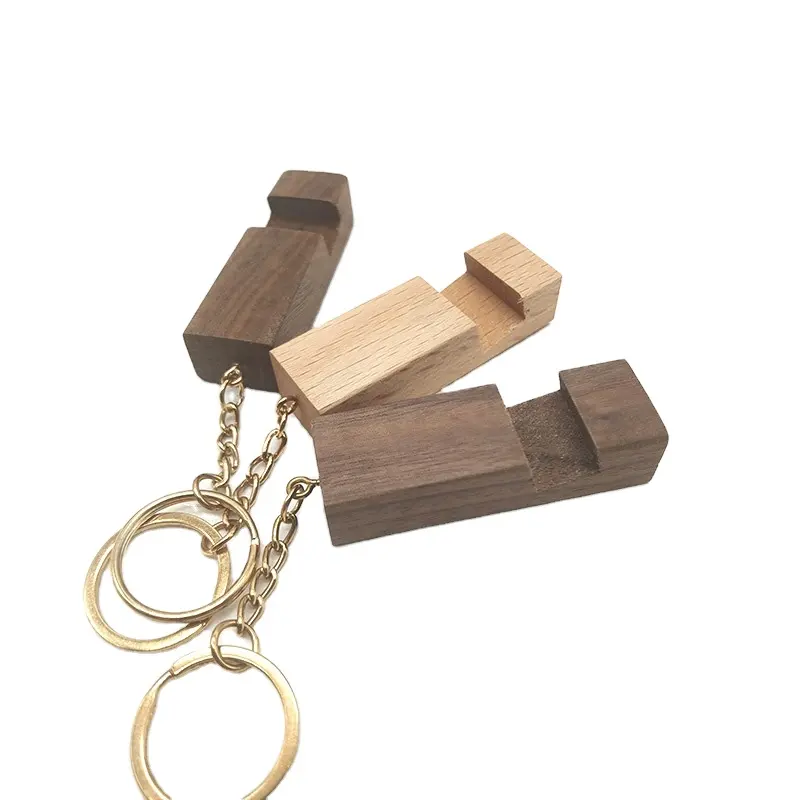 2023 New Trend Wooden Multifunction Keychain And Phone Holder Portable Bracket Keychain