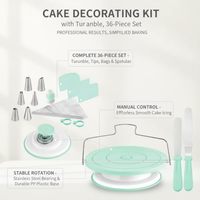 Kuchen-Dekorations-Set mit Drehteller, 36-teilig, Spritzbeutel und Tüllen, Kunststoff-Kuchendekorations-Kit mit 6 Spritztüllen