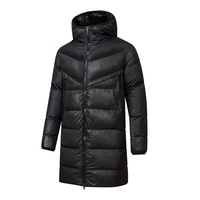 Veste d'hiver longue pour homme, de haute qualité, à capuche, rembourrée en coton épais et chaud, veste de football, veste d'extérieur noire avec logo personnalisé