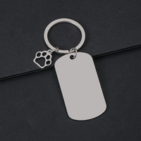 Ywyougang Personalisierter Haustier-Anhänger Schlüsselanhänger, Edelstahl Blanko Hunde-ID-Tag mit Pfoten-Charm, Lasergravierbarer Schlüsselring