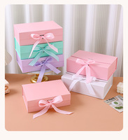Carpeta de Regalo Plegable Personalizada con Tapa, Embalaje Tipo Cartera, Cartón Blanco/Rosa/Verde, Asa de Lazo, Logotipo Personalizado