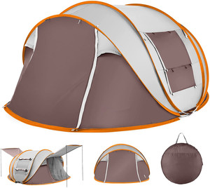Tienda <span class=keywords><strong>de</strong></span> Campaña Retro WOQI para 4 Personas, Muestra Gratuita, Funciones Automáticas, para Camping, Senderismo, <span class=keywords><strong>Casa</strong></span>, Dos Logotipos Personalizados para Playa y Familia - Product Image 1