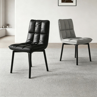 Chaise de salle à manger moderne en acier avec revêtement en cuir, sensation premium, pour usage domestique, avec dossier