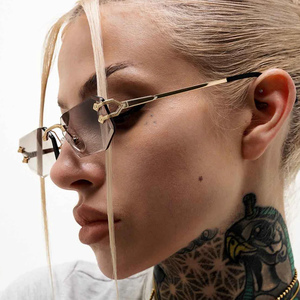 Sifier tùy chỉnh sang trọng kim loại hình vuông nhỏ hình chữ nhật không khung không có vành khung kính mát nam phụ nữ - Product Image 2