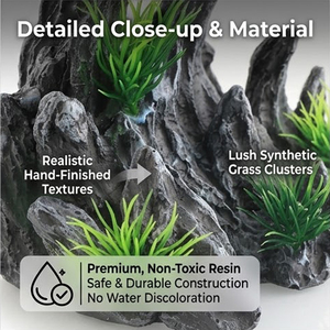 Accessoire décoratif pour aquarium, paysage artificiel de montagne, pierre, arbre, roche, grotte, plastique, ornement moderne pour aquarium, boîte, tige - Product Image 6