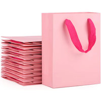 Sacs en papier personnalisés de luxe rose pour vêtements, avec votre propre logo, poignées, sacs promotionnels pour la vente au détail, sacs cadeaux en papier pour l'emballage