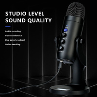 Kit de microphone professionnel USB Type-C pour ordinateur, Plug & Play, cardioïde, en plastique, pour bureau, avec suppression du bruit et éclairage RGB, idéal pour l'enseignement
