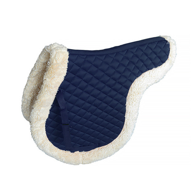 Thick Horse Equipment Pad Horse Saddle Pad with Artificial Fur Inner Poly Cotton Horse Saddle Pad With Hand Strap