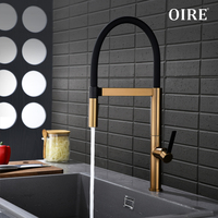 Keran Dapur Oire Luxury Single Lever Handle High Flow Brass Brushed Rose Gold Magnetic Pull-Down Deck-Mounted Single Hole