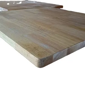 Kualitas tinggi padat tepi datar karet kayu tukang daging blok dapur meja kayu karet papan jari meja