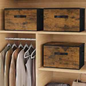 For Foldable Collapsible Clothing Organizer Set of 3 Non-Woven Fabric 10-20L Capacity Rustic Brown RYZ103B01 - Product Image 5