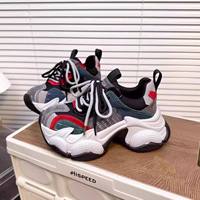 En gros Baskets décontractées pour femme style Dad Sneakers, à lacets, bout rond, color block, avec plateforme rehaussante de 6 cm, Printemps 2026