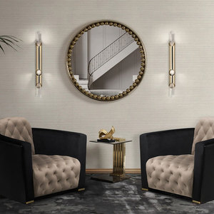 Miroir mural décoratif Art Déco en <span class=keywords><strong>verre</strong></span> avec <span class=keywords><strong>cadre</strong></span> en métal doré, carré, épaisseur 5,0 mm, couleur et taille personnalisables, décoration de luxe pour salon - Product Image 3