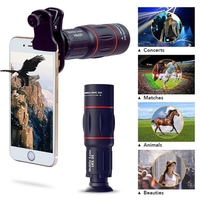 Lentes para Celular, Zoom Óptico Universal de 18X, Telescopio Monocular AF, Lente Objetivo de 30 mm, Construcción de Metal y Goma para Teléfonos