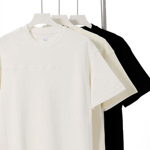 2025 verano pesado refrigeración hielo seda algodón camiseta transpirable hombro inclinado Color sólido Streetwear camiseta - Product Image 1