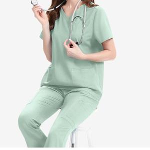 Uniforme d'hôpital tendance pour hommes et femmes, infirmière, beauté, salon dentaire, vêtements de travail, logo personnalisé, uniforme médical, ensembles de blouses médicales - Product Image 1