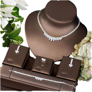 Ensemble de bijoux HIBRIDE pour femmes, boucles d'oreilles, collier et bague en forme de goutte d'eau, plaqué platine, zircone cubique, cadeau de mariage pour femmes, accessoires de bijoux - Product Image 3