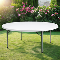 Table pliante ronde en plastique blanc granit de 1,8 m (6 pieds) Bjflamingo Table pliante en plastique de 6 pieds