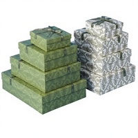 Boîtes cadeaux imprimées décoratives avec couvercles, ruban et nœud, ensemble d'emballage rectangulaire empilable pour les fêtes, les anniversaires, les mariages, les cadeaux