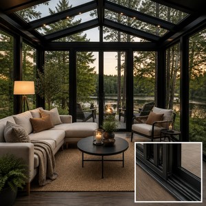 Véranda multifonctionnelle en alliage d'aluminium noir, extension de jardin, serre en <span class=keywords><strong>verre</strong></span> haute résistance avec verrouillage multipoints sécurisé - Product Image 3