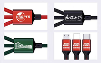 Kabel Data 3-in-1 USB-A Nylon Kepang 65W 3A Pengisian Cepat Portabel Grosir untuk Ponsel, Mobil & Power Bank