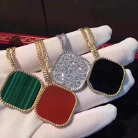 Collier Trèfle à Quatre Feuilles Haut de Gamme en Gros, Entièrement Sertie de Diamants Blancs, Collier en Cristal Exquis, Accessoire de Luxe Tendance pour Femme