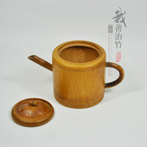 Bamboo Teapot Cylinder Coffee Brown With Lid Handle Kung Fu <b>Tea</b> <b>Set</b> Afternoon <b>Tea</b> Display Collectible JZT 002 - Product Image 3