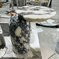 Tabouret et table d'appoint design créatif en marbre véritable Calacatta, sur mesure, pour salon de villa, livraison directe d'usine