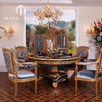 Vente en gros, meubles de salon de luxe, ensemble de canapés, table à manger bleu royal, quatre chaises