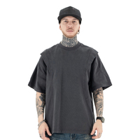 T-shirts pour hommes personnalisés OEM, style streetwear, coupe oversize, épaules tombantes, en tissu épais