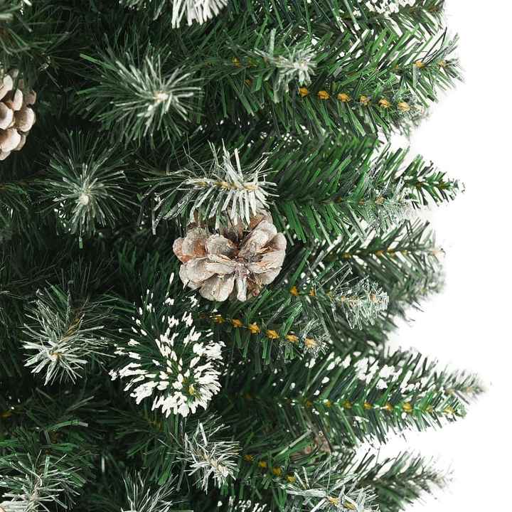 VidaXL W2B Pre-Lit Large 180 cm Artificial Christmas Tree High Quality Green White PVC Steel Slim Hinged Metal for Home Holiday