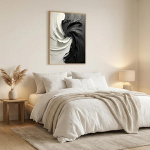 Cuadro Moderno de Naturaleza Muerta Abstracta en Blanco y Negro, Arte Decorativo Enmarcado para Colgar en la Pared, Lienzo Pintado a Mano con Técnica Mixta de Óleo, Personalizado - Product Image 3