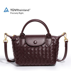 Bolso de Hombro de Lujo para Mujer, Bolso Tipo Dumpling Tejido a Mano, Bolso Bandolera de una Sola Correa, Piel Sintética Morada Oscura, Bolso Personalizado de Lujo Estilo Español - Product Image 1