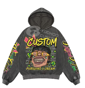 Custom Hoodies Manufacturer 500GSM Heavyweight Boxy Fit Hoodie Vintage <b>Hip</b> Hop Acid Wash Hoodie Oversized Cotton Sweatshirt - Product Image 2