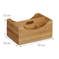 Organisateur de bureau personnalisable en bambou multi-compartiments avec poignée pour stylos et fournitures de bureau