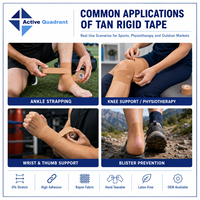 ActiveX Bande de contention rigide en rayonne et oxyde de zinc de 5 cm, non extensible, déchirable à la main, adhésif puissant, pour soutien de la cheville et du genou en football