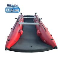Bateau pneumatique catamaran Reachsea pour 6 personnes, 4 m, couleur rouge, plancher gonflable pour la pêche