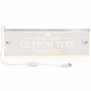 Plaques de bureau personnalisées en acrylique transparent, vente en gros d'usine, conception de plaques d'affichage LED avec logo pour la promotion de marques en commerce de détail et comptoirs d'entreprise - Product Image 1