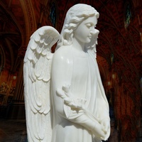 Statues d'anges gardiens grandeur nature en marbre sculpté, style européen, pour l'extérieur, avec garantie d'un an