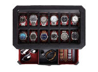 Boîte à montres en cuir PU personnalisée avec tiroir, 12 emplacements, organiseur de montres de luxe, porte-bijoux et accessoires pour hommes, coffret cadeau pour montres