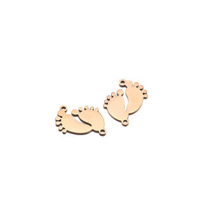 Breloques Adorables et Économiques en Acier Inoxydable Poli Miroir Plaqué Or 18K en Forme de Pieds de Bébé pour la Fabrication de Bijoux DIY en Gros - Product Image 4