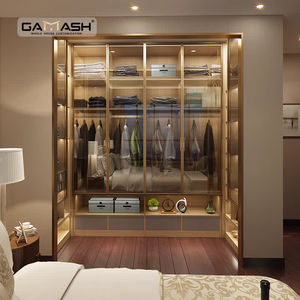 Maßgefertigte Garderobenmöbel Kleideraufbewahrungsschrank Begehbarer Kleiderschrank Schwarzer Garderobenschrank Kleiderschrank mit Glastür - Product Image 2